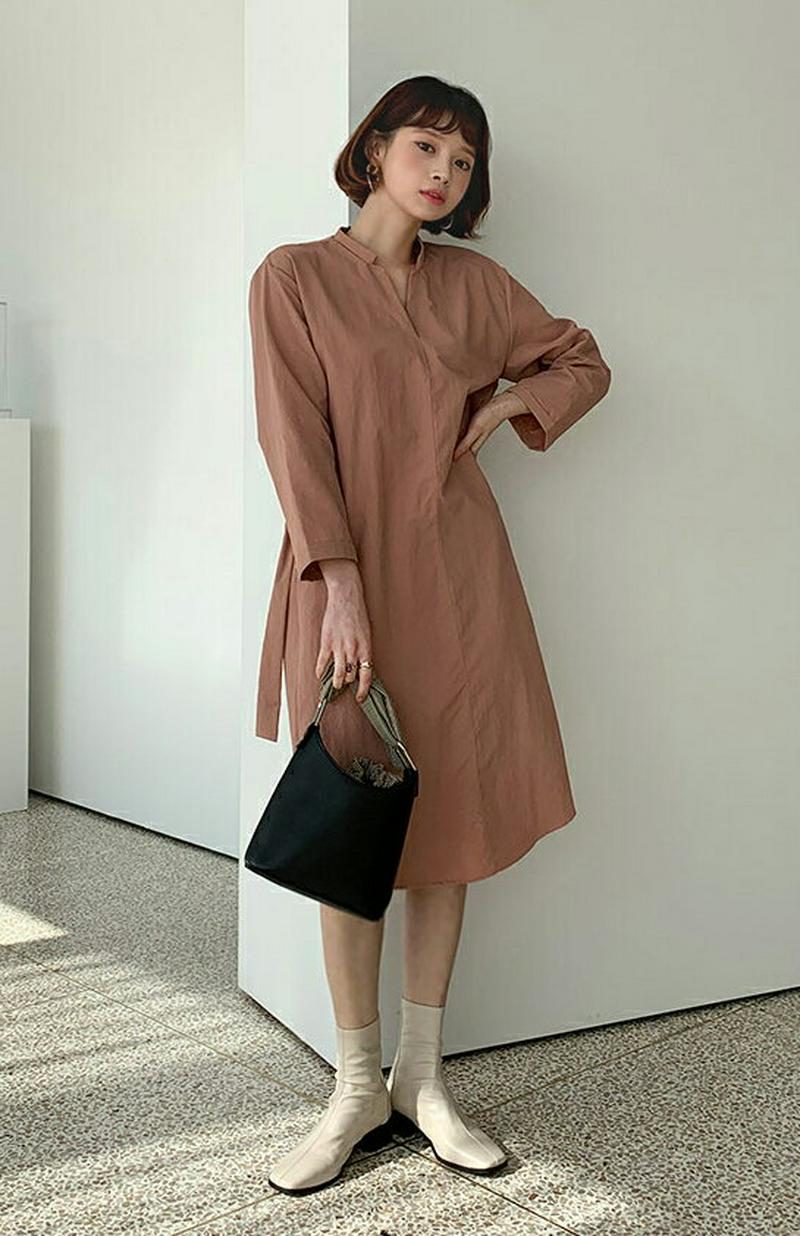 【只今10%OFF】ストラップ付キーネックワンピース・全4色・b55292 レディース 【ops】【ワンピース ミディ丈 ミディ