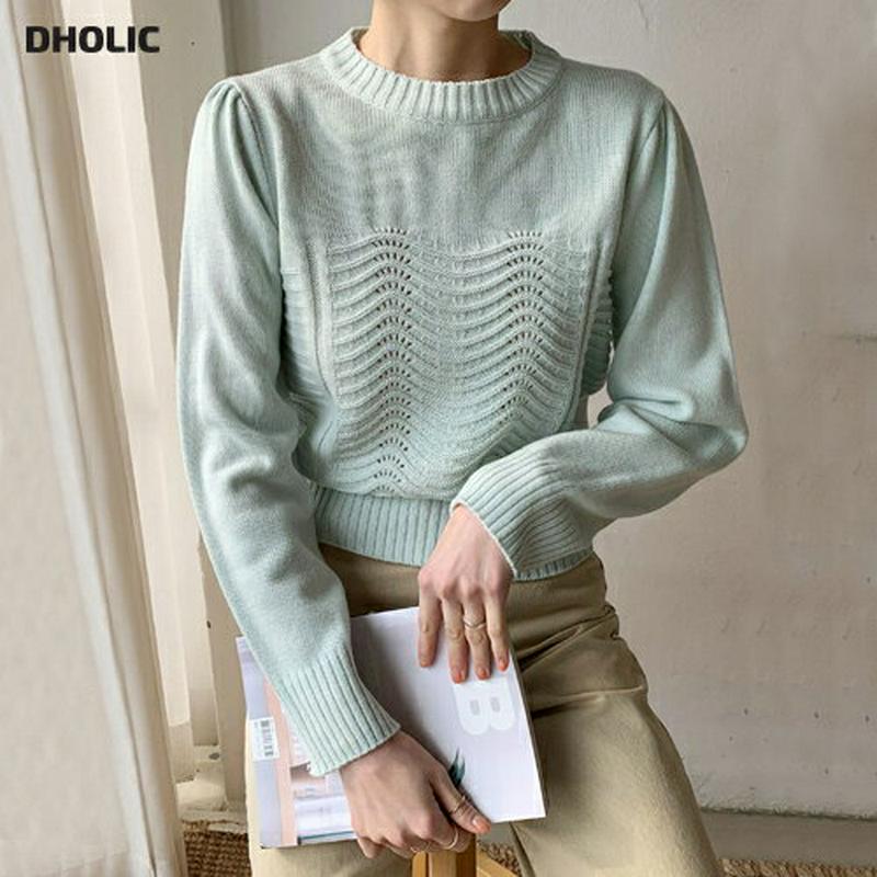 【只今10%OFF】ウェーブパンチングニット・全4色・t57706 レディース 【tops】【トップス ラウンドネック ニット 