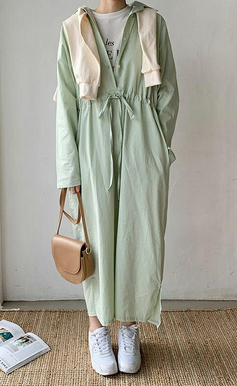 【只今10%OFF】ドロストシャツワンピース・全3色・b57712 レディース 【ops】【ワンピース ロング丈 ロングワンピー