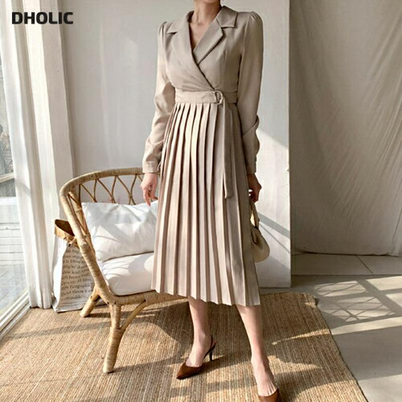 【只今10%OFF】ベルトカラープリーツワンピース・全2色・t57713 レディース 【ops】【ワンピース ロング ロング丈 