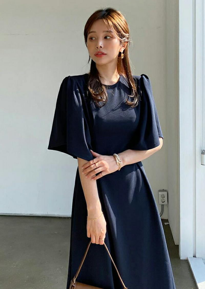 【只今10%OFF】ハーフフレアスリーブワンピース・全2色・t60896 レディース【ops】【ワンピース 半袖 ハーフスリーブ