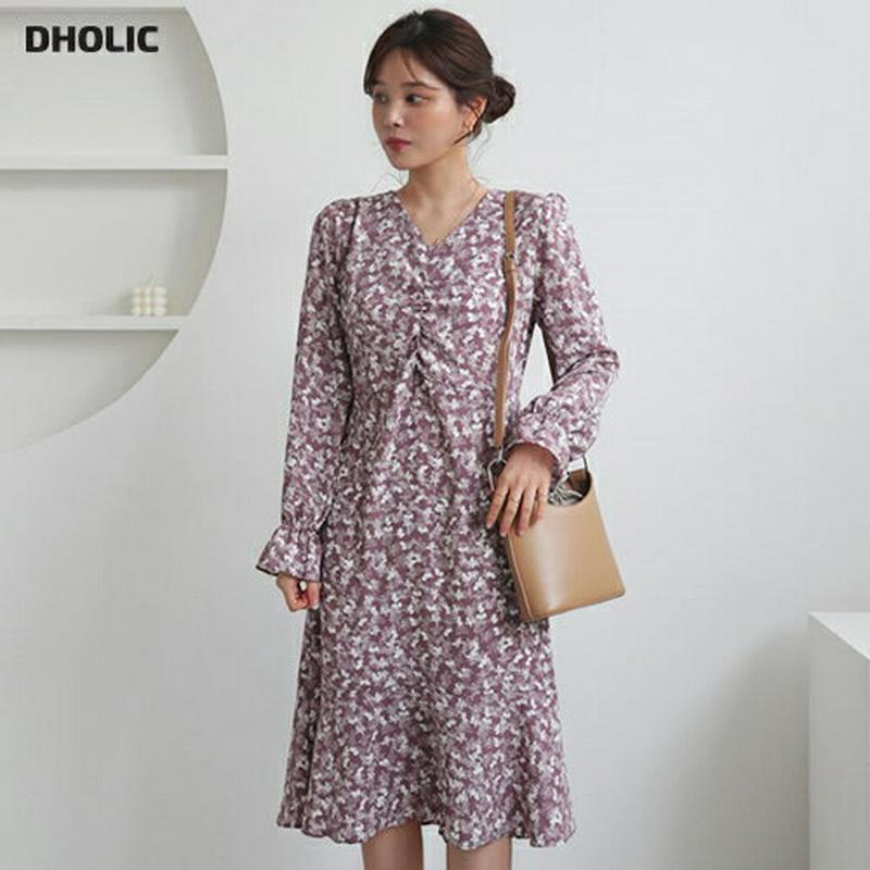 【只今10%OFF】ギャザーフローラルワンピース・全3色・t60898 レディース【ops】【ワンピース ミディ丈 ミディワンピ