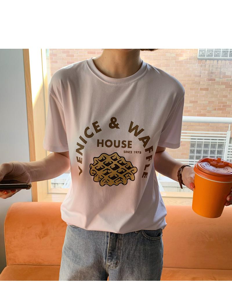 ワッフルイラスト半袖Tシャツ