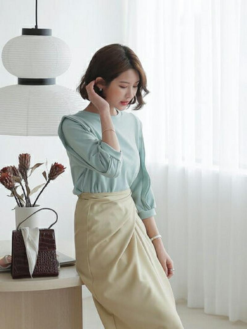 ショルダーディテールTシャツ・全4色・b60977 レディース【tops】【トップス Tシャツ 七分袖 七分丈 7分袖 7分丈 