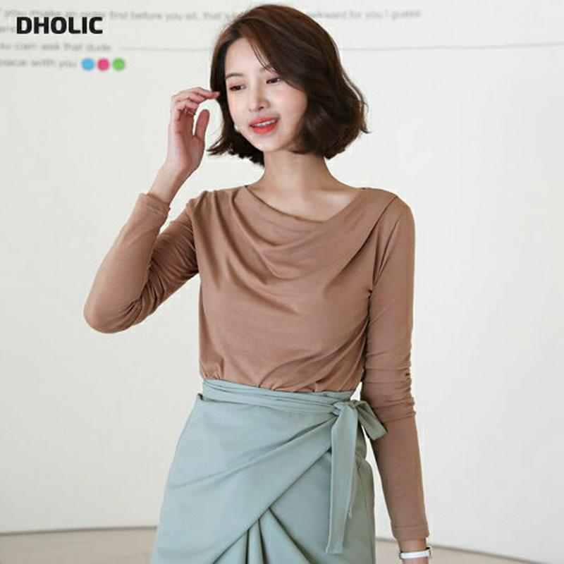 ドレープネックTシャツ・全4色・t60975 レディース【tops】【トップス Tシャツ 長袖 ドレープ 襟コンシャス 上品 フ