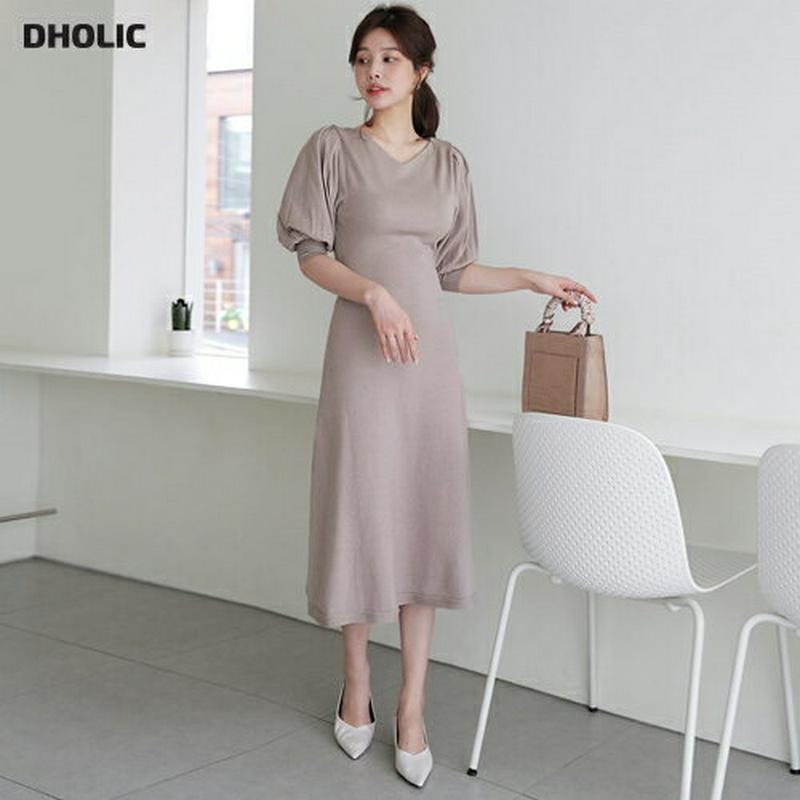 パフハーフスリーブワンピース・全4色・b60988 レディース【ops】【ワンピース ロング ロングワンピース 半袖 ハーフスリ