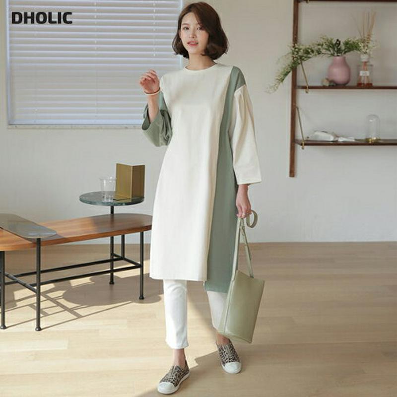 バイカラーワンピース・全3色・b60990 レディース【ops】【ワンピース ミディ丈 ミディワンピース ミディアム ひざ下 長