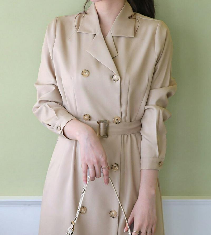 ベルト付ダブルボタンワンピース・全4色・t60993 レディース【ops】【ワンピース ロング ロングワンピース 長袖 ダブルボ