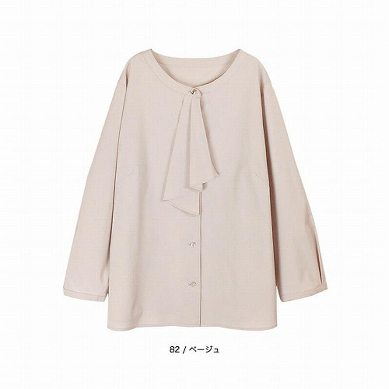 前開きタイ付きブラウス【ＬＬ～５Ｌ】