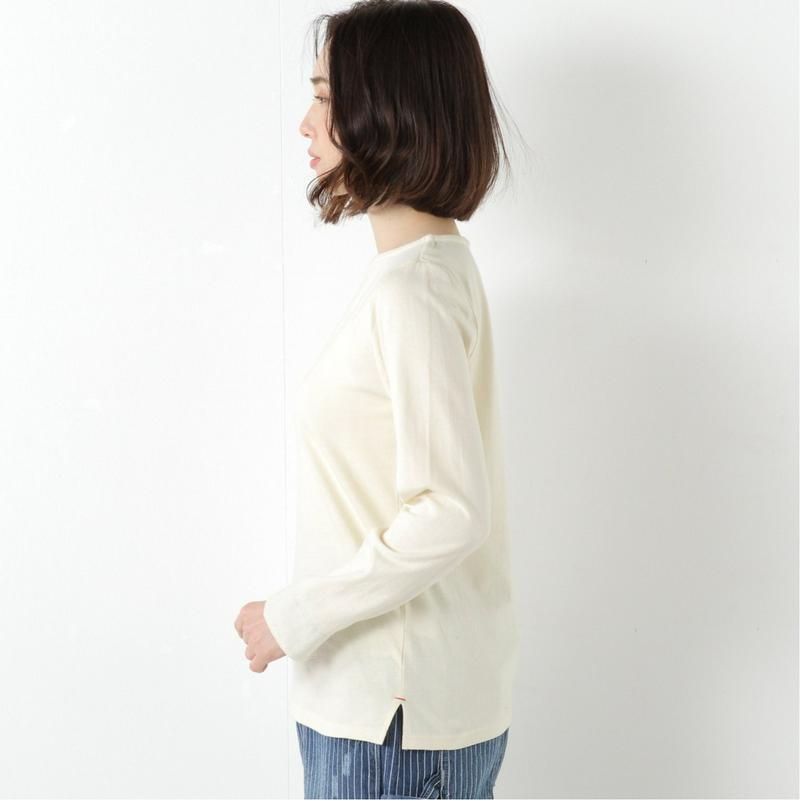 多色展開◎袖口裏シャンブレー長袖トップス（無地・ボーダー）
