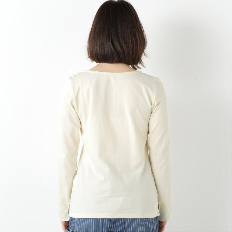 多色展開◎袖口裏シャンブレー長袖トップス（無地・ボーダー）