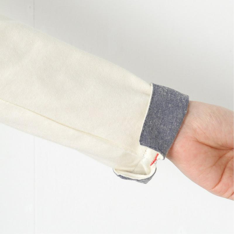 多色展開◎袖口裏シャンブレー長袖トップス（無地・ボーダー）