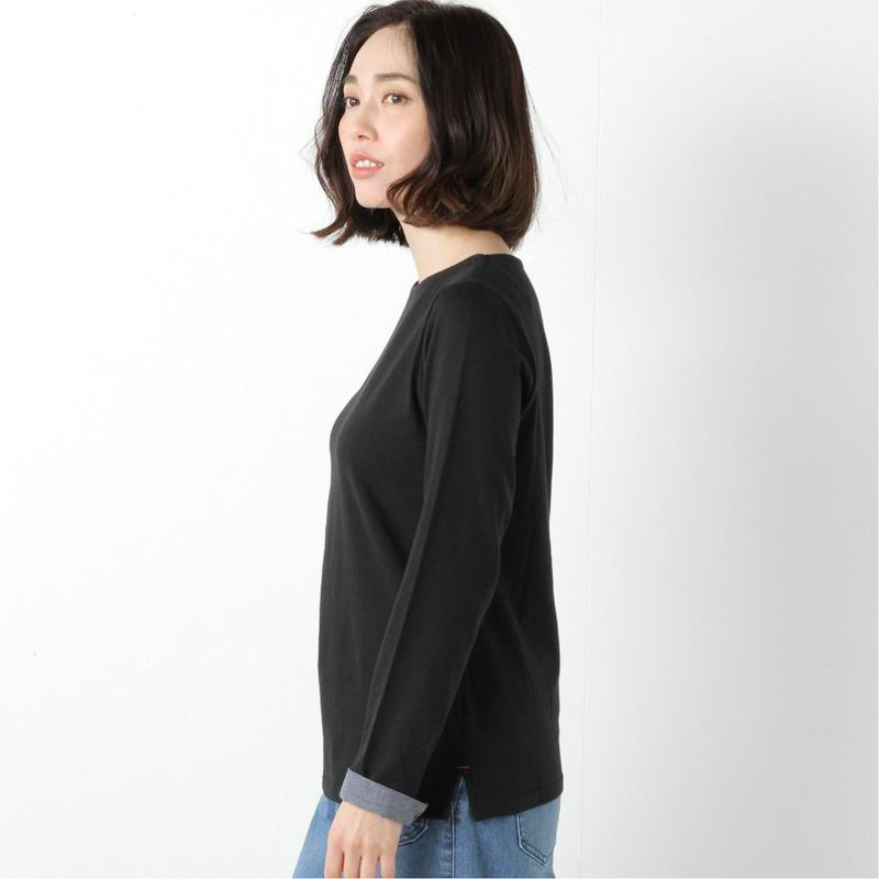 多色展開◎袖口裏シャンブレー長袖トップス（無地・ボーダー）