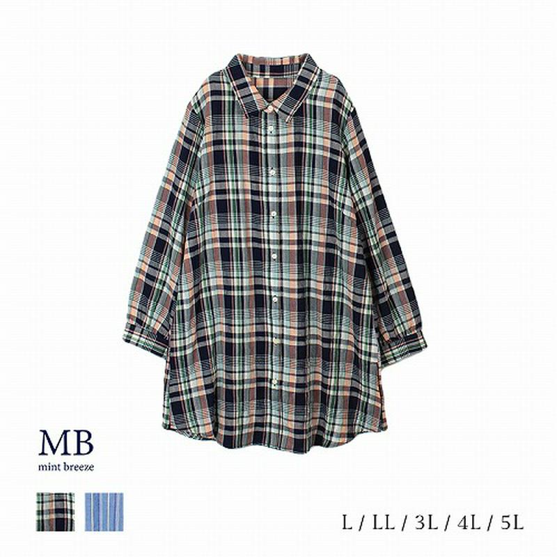 ヘリンボンシャーリングシャツチュニック【ＬＬ～５Ｌ】