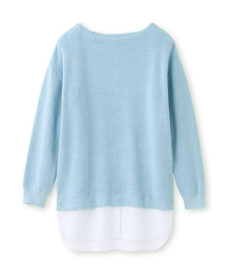 フェイクレイヤードコットン（綿）ニット