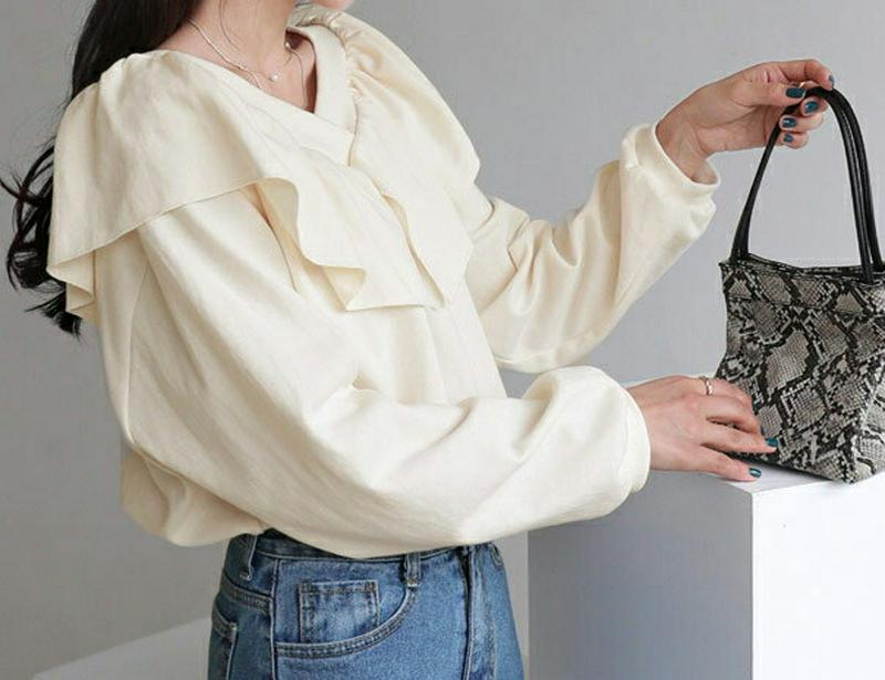 ラッフルVネックスウェット・全4色・b55346 レディース 【tops】【トップス Tシャツ 長袖 Vネック フリル ラッフル