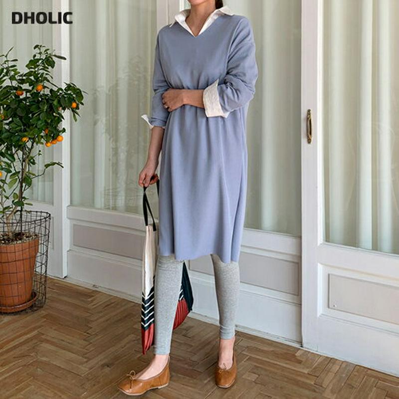 Vネックルーズワンピース・全3色・b61015 レディース【ops】【ワンピース ミディ丈 ミディワンピース Vネック ゆったり