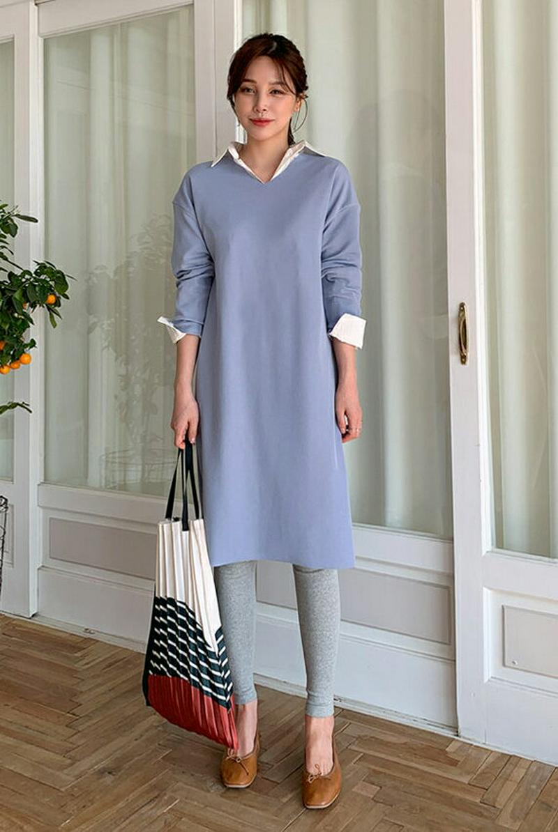 Vネックルーズワンピース・全3色・b61015 レディース【ops】【ワンピース ミディ丈 ミディワンピース Vネック ゆったり