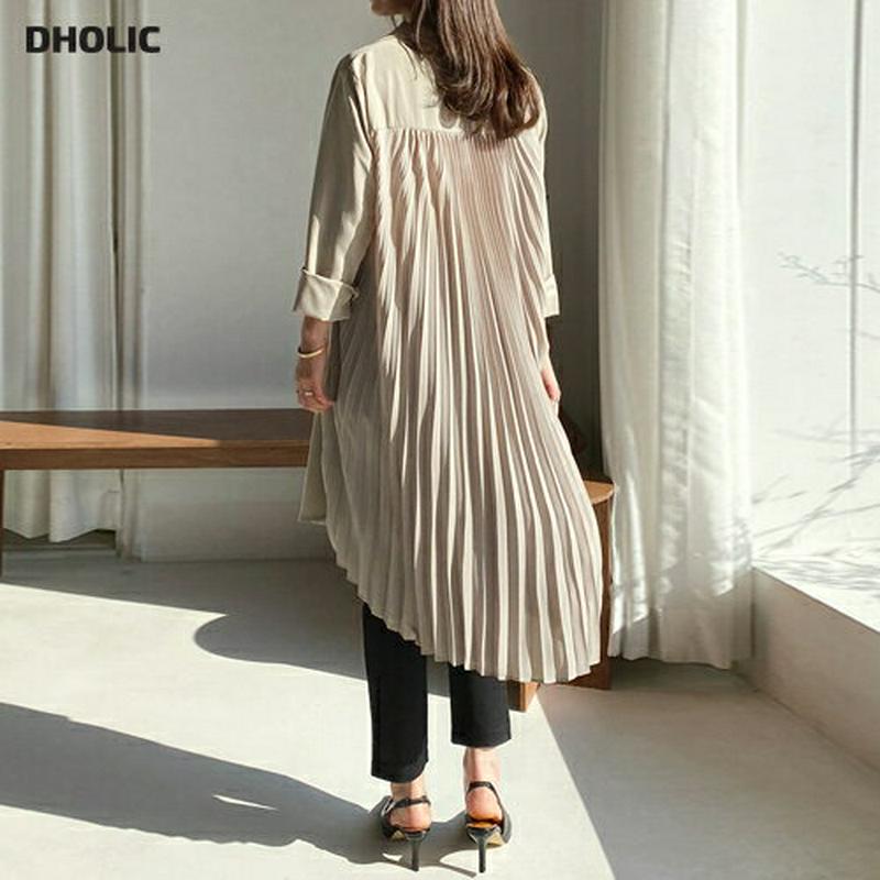 バックプリーツシャツワンピース・全2色・b61017 レディース【ops】【ワンピース ミディ丈 ミディワンピース ミディアム 