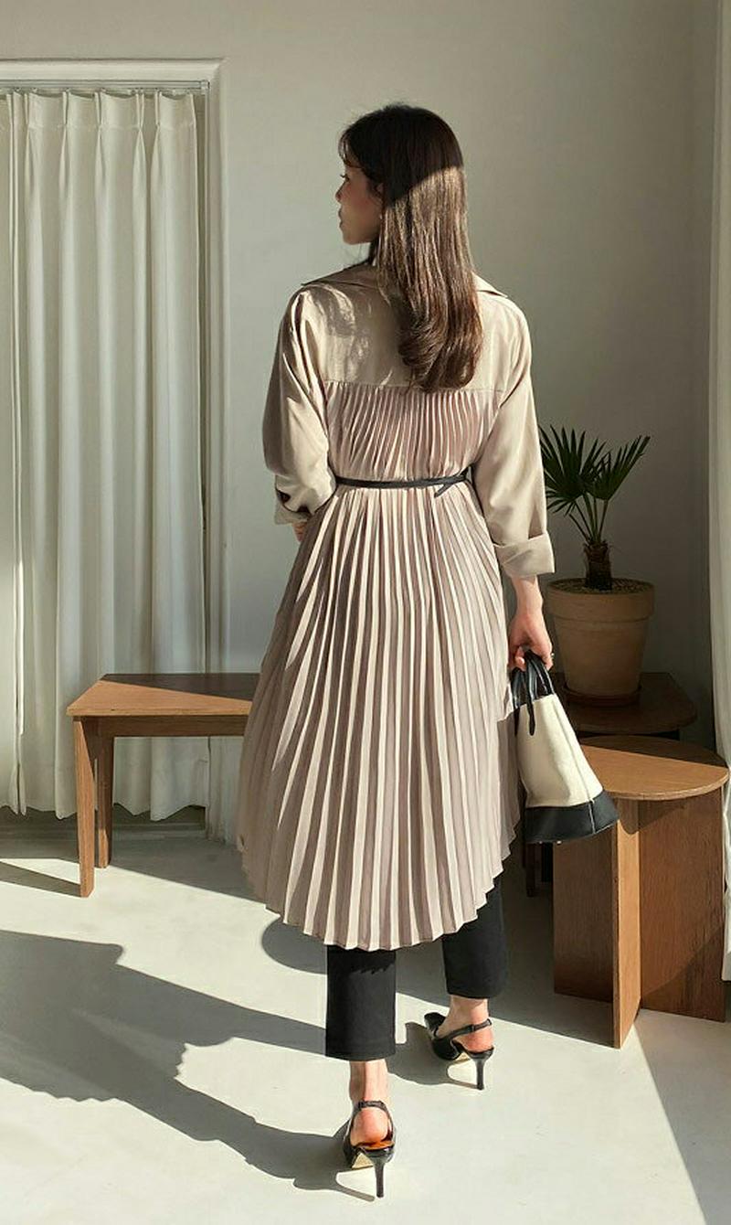 バックプリーツシャツワンピース・全2色・b61017 レディース【ops】【ワンピース ミディ丈 ミディワンピース ミディアム 