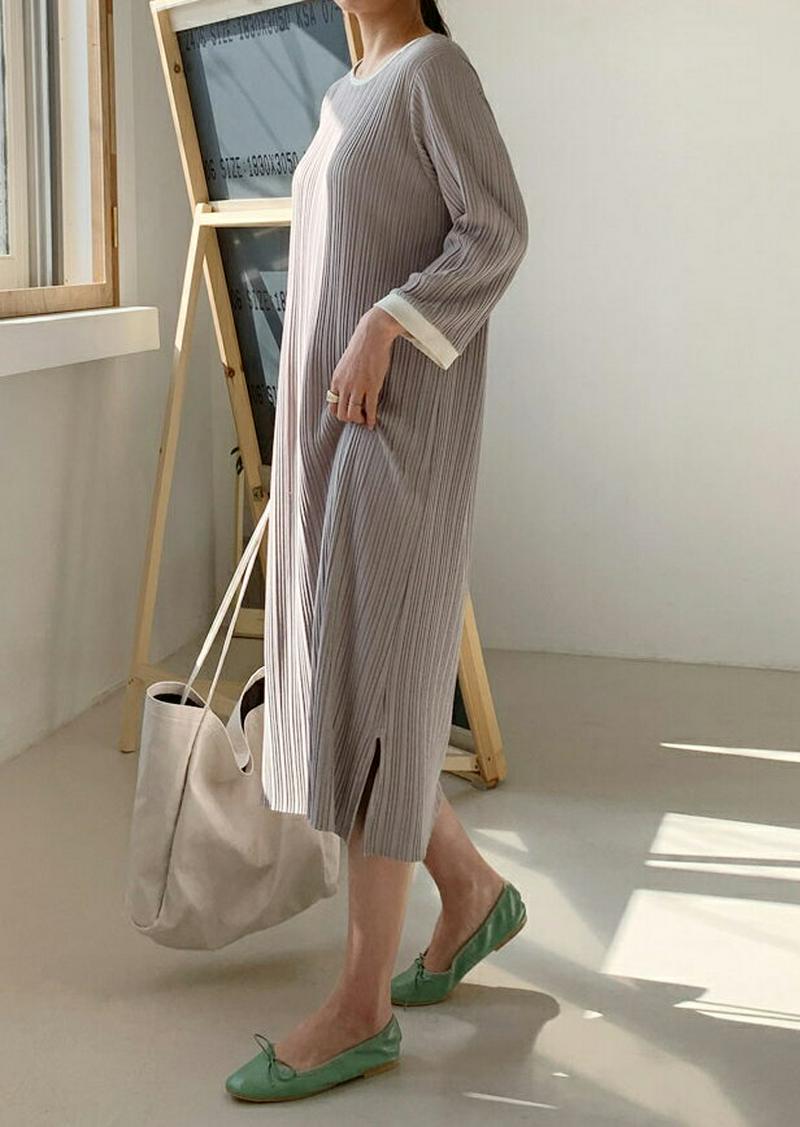 配色プリーツワンピース・全3色・b61016 レディース【ops】【ワンピース ロング ロングワンピース プリーツ プリーツワン