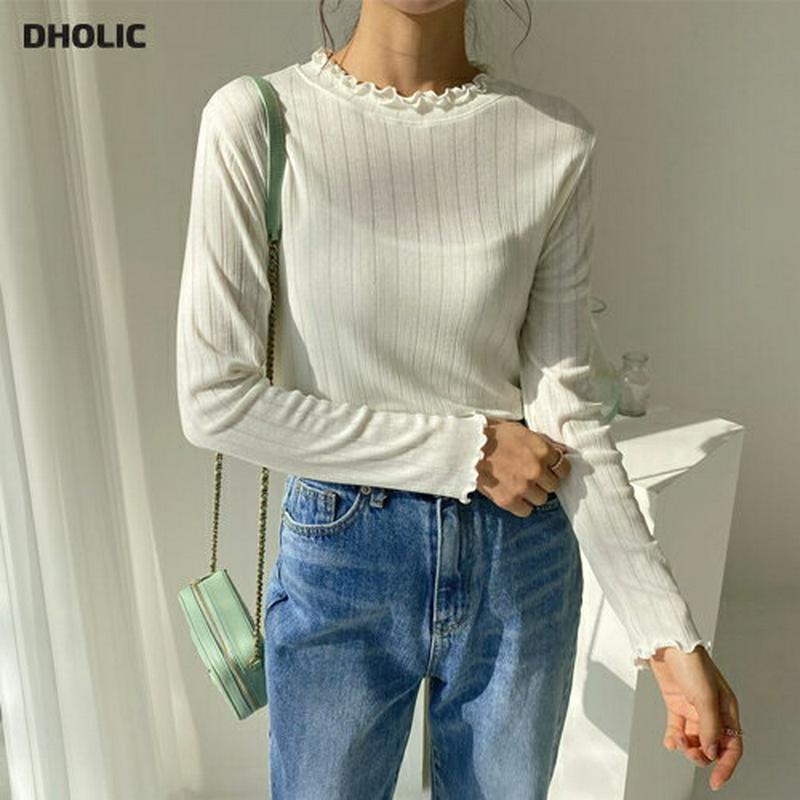ダブルウェーブTシャツ・全3色・t57770 レディース 【tops】【トップス Tシャツ リブ ウェーブ ウェーブネック モッ