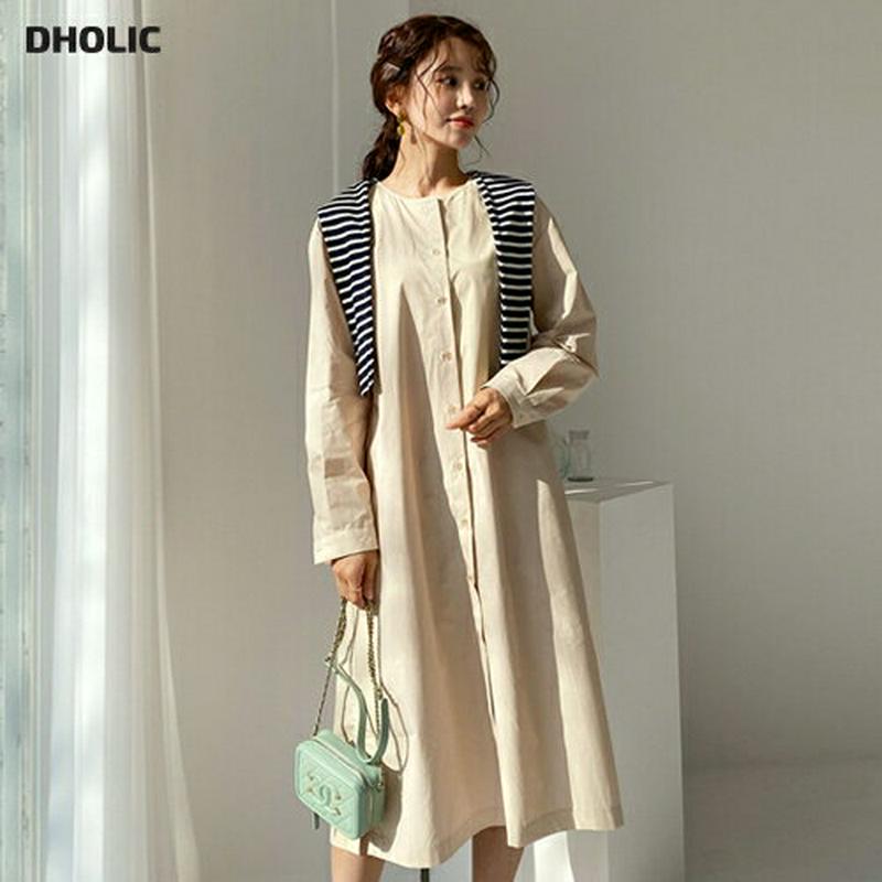 ボーダーショールワンピース・全2色・b57828 レディース 【ops】【ワンピース ロング丈 ロングワンピース ロング シャツ