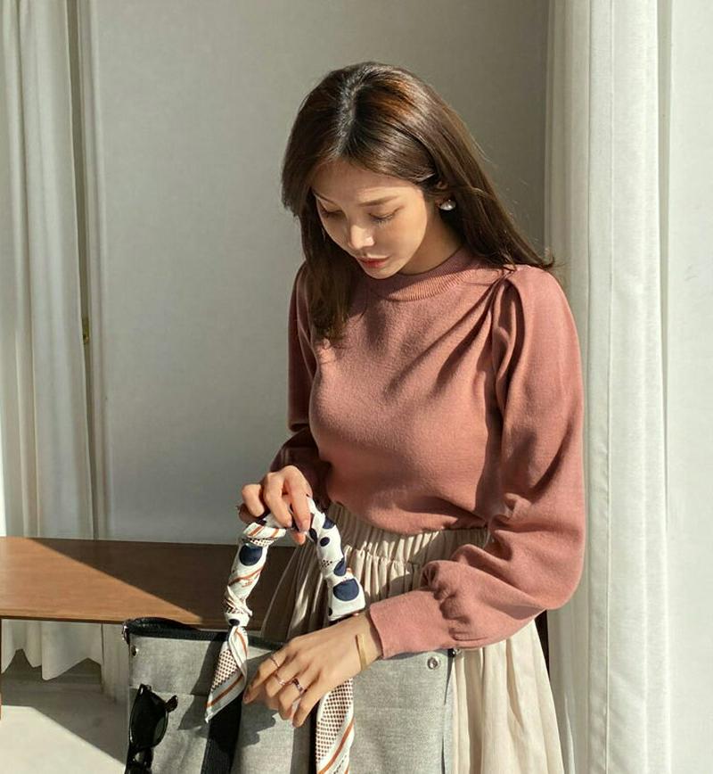 ラウンドパフニット・全5色・b61012 レディース【tops】【トップス ニット ニットトップス パフスリーブ パフ　パフ袖 
