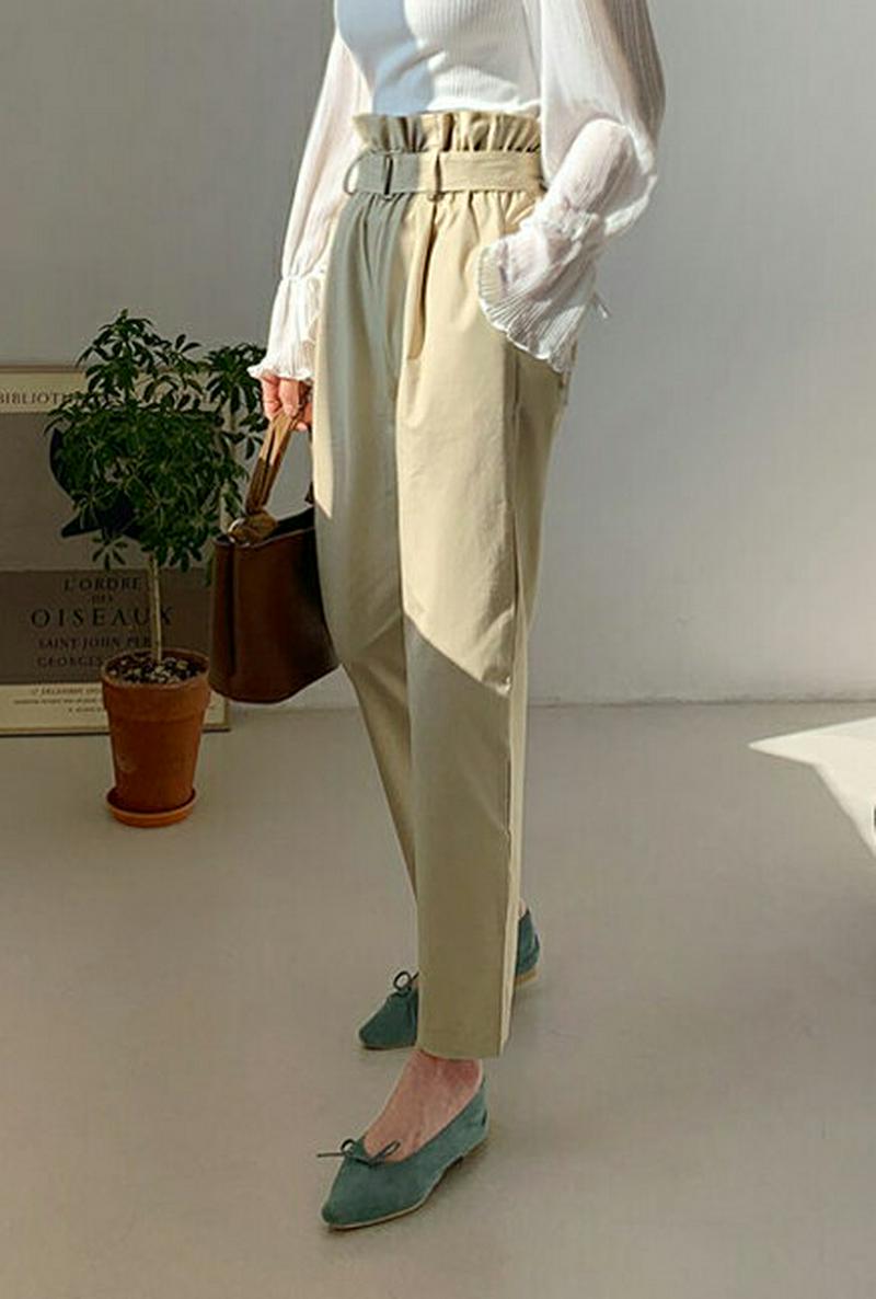 ベルト付ハイウエストパンツ・全3色・t61023 レディース【pt】【パンツ ロングパンツ ハイウエスト パンツ ロング ズボン