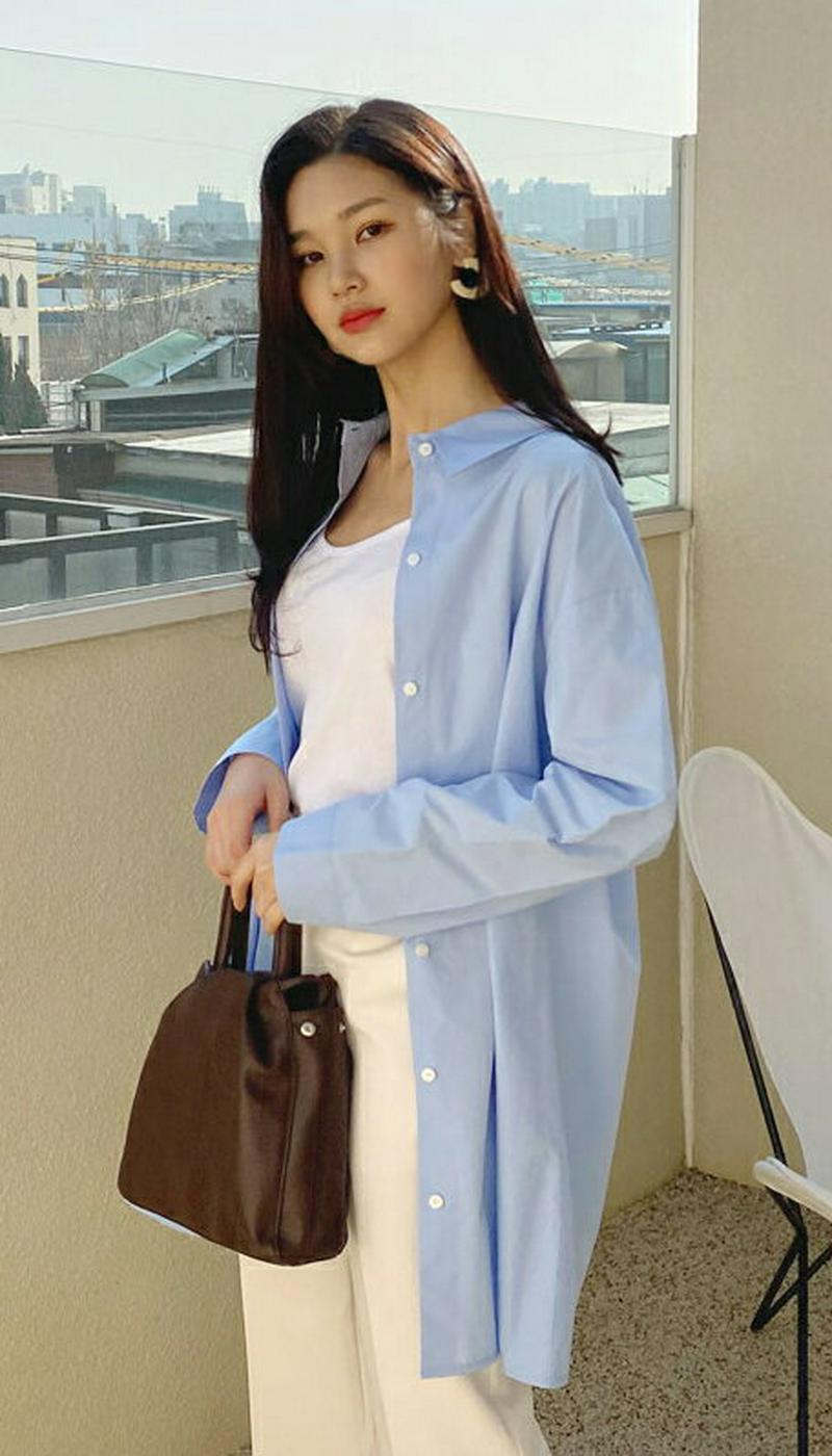 ストラップ付フレアロングシャツ・全3色・b54822 レディース 【tops】【トップス シャツ ロング ストラップ 無地 長袖