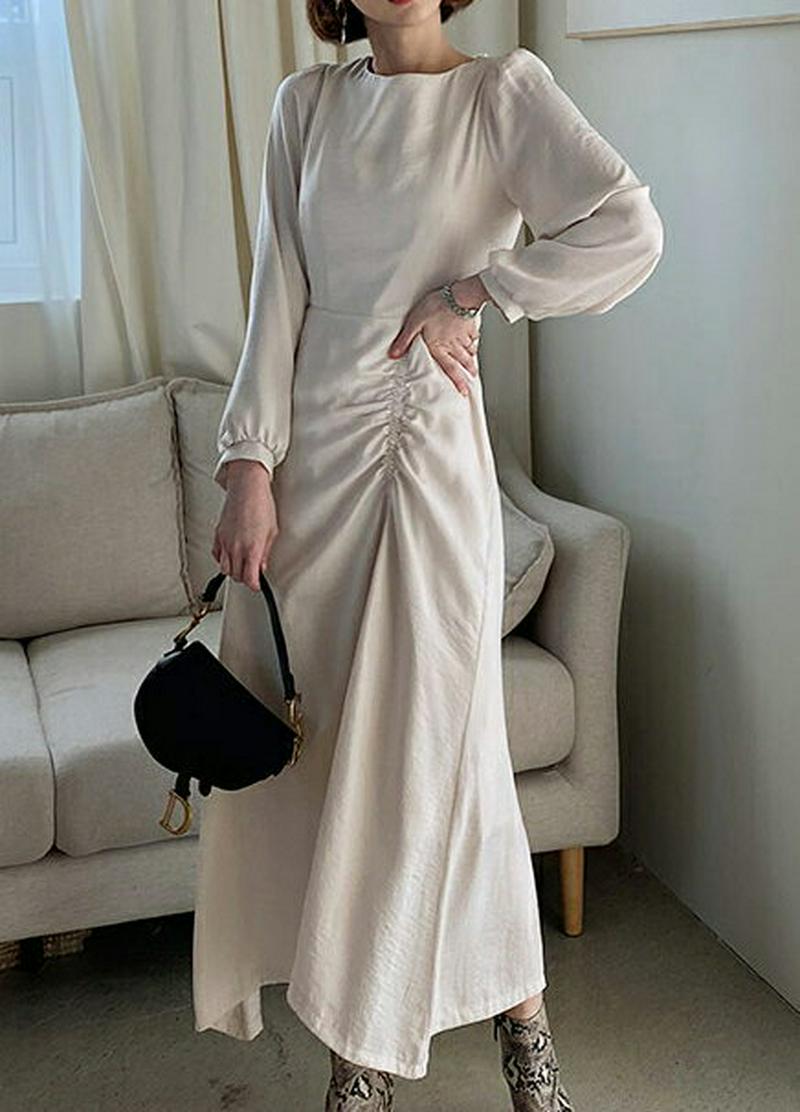 ギャザーAラインワンピース・全2色・b54831 レディース 【ops】【ワンピース ロング丈 ロング ロングワンピース アンバ