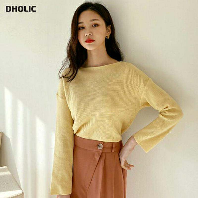 ボートネックルーズニット・全7色・b54814 レディース 【tops】【トップス ニット Tシャツ ボートネック 無地 長袖 