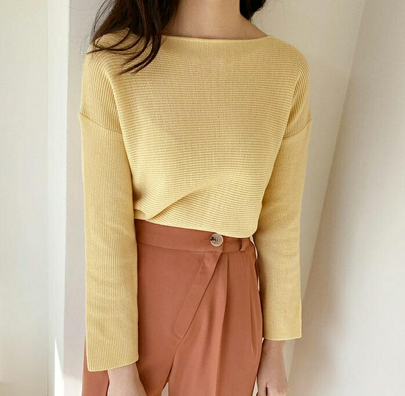 ボートネックルーズニット・全7色・b54814 レディース 【tops】【トップス ニット Tシャツ ボートネック 無地 長袖 