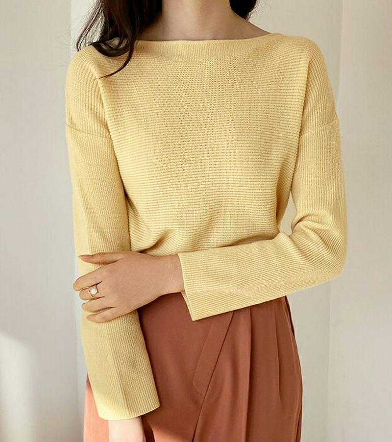ボートネックルーズニット・全7色・b54814 レディース 【tops】【トップス ニット Tシャツ ボートネック 無地 長袖 