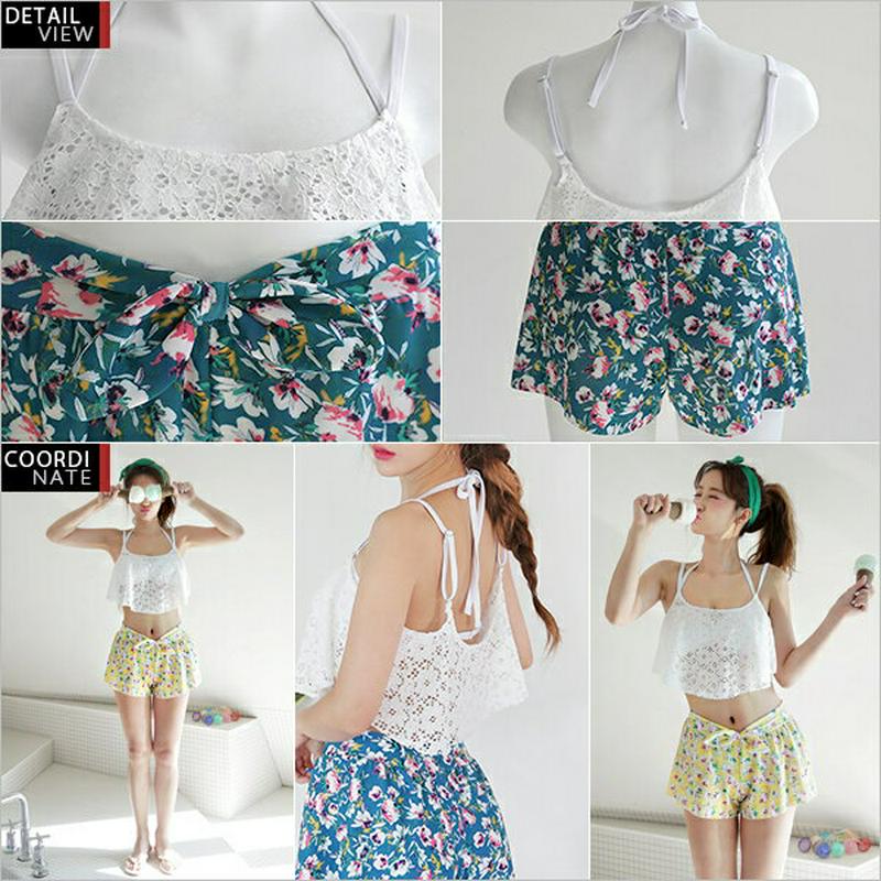 【只今30％OFF】楽天市場限定 レースクロップドタンク&ショートパンツ・全2色 e47318 レディース【beach wear