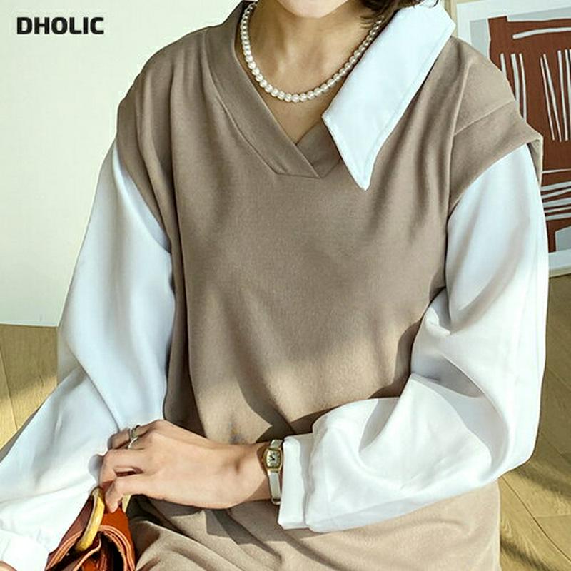 カラーコントラストワンピース・全2色・b60992 レディース【ops】【ワンピース ミディ丈 ミディアム ミディワンピース ひ