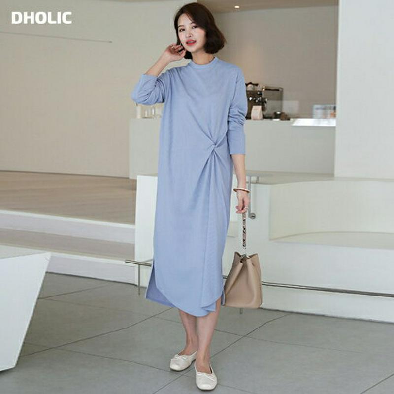 ツイストリブワンピース・全4色・b60989 レディース【ops】【ワンピース ロング ロングワンピース ツイスト 長袖 単色 