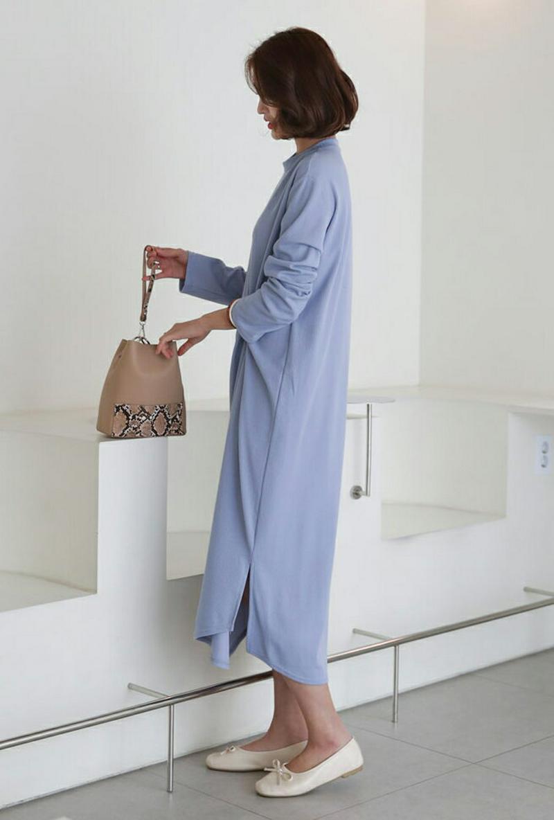 ツイストリブワンピース・全4色・b60989 レディース【ops】【ワンピース ロング ロングワンピース ツイスト 長袖 単色 