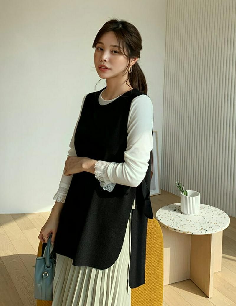 サイドリボンスリーブレス・全3色・b60981 レディース【tops】【トップス ベスト レイヤード ノースリーブ スリーブレス