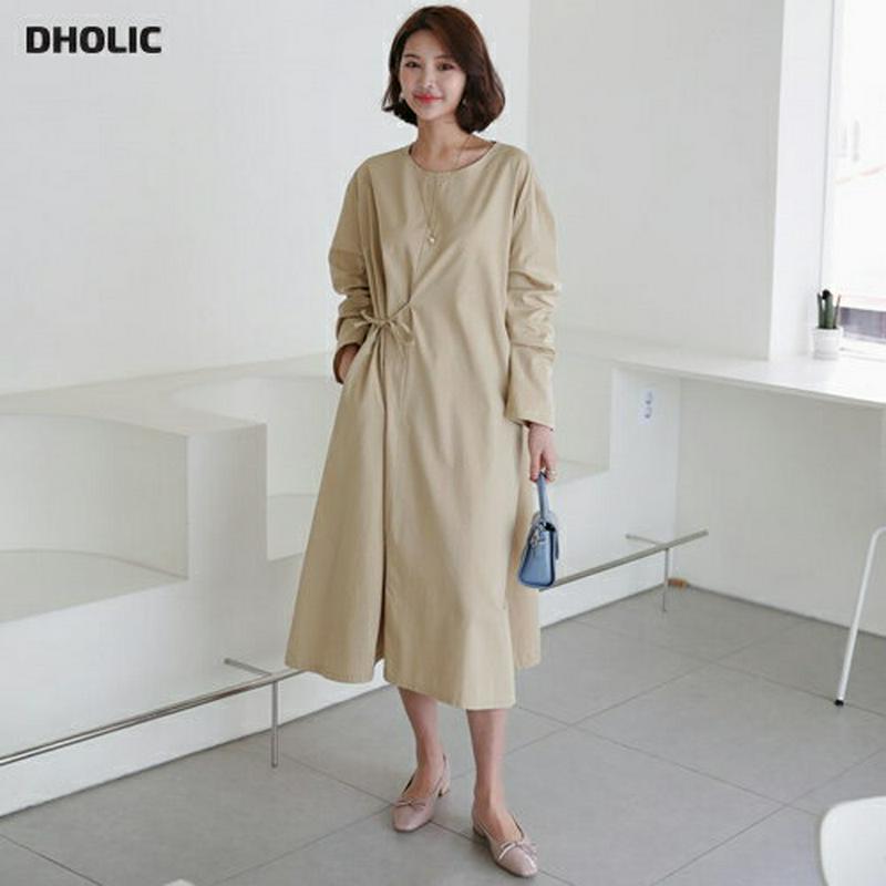 サイドリボンワンピース・全2色・b60991 レディース【ops】【ワンピース ロング ロングワンピース 長袖 リボン りぼん 