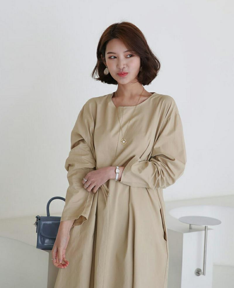 サイドリボンワンピース・全2色・b60991 レディース【ops】【ワンピース ロング ロングワンピース 長袖 リボン りぼん 