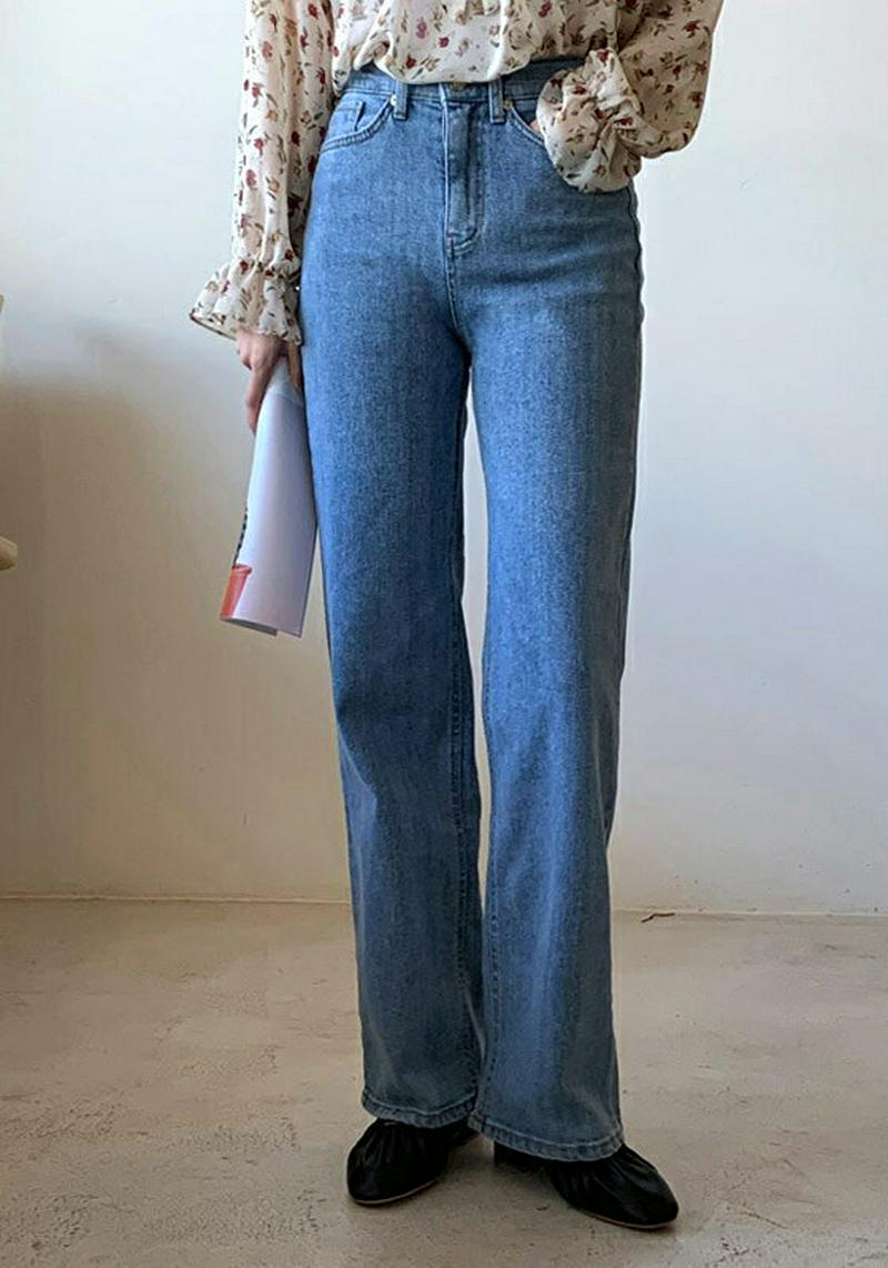 ウォッシュドロングデニムパンツ・全2色・t55337 レディース 【pt】【パンツ デニム デニムパンツ カジュアル ストレート