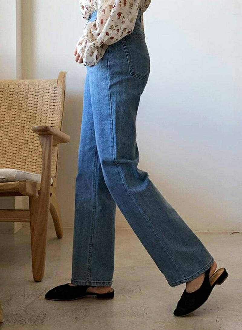 ウォッシュドロングデニムパンツ・全2色・t55337 レディース 【pt】【パンツ デニム デニムパンツ カジュアル ストレート