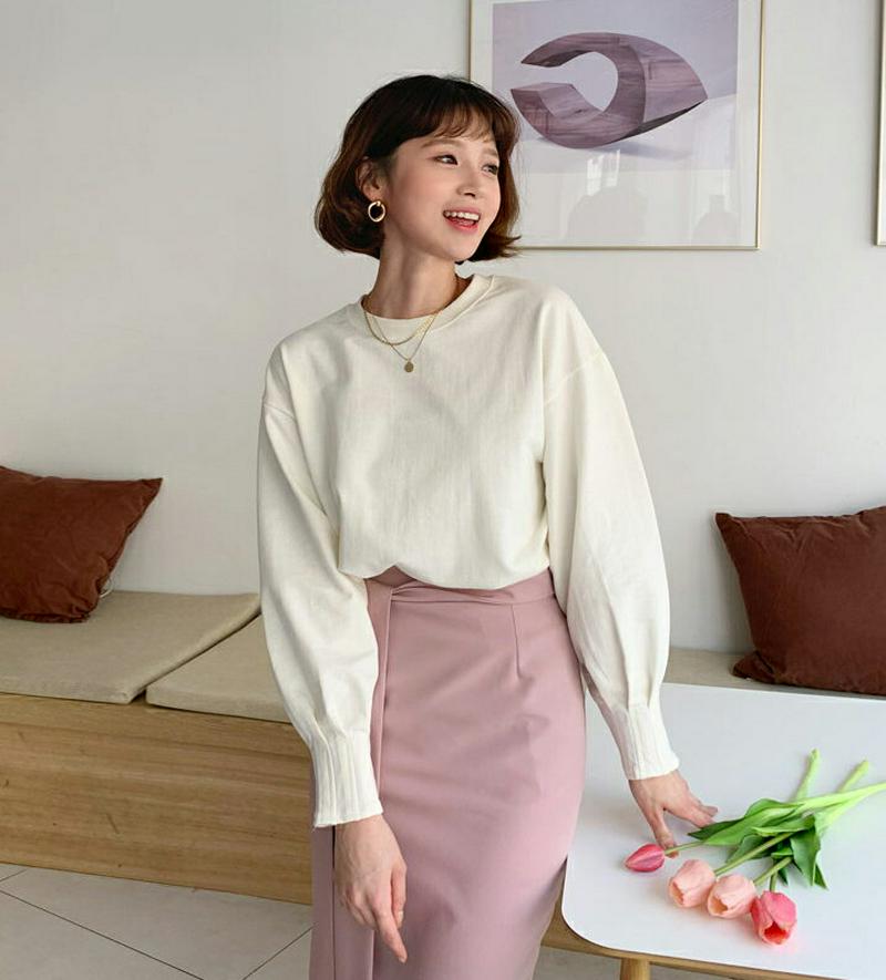 タックスリーブスウェット・全2色・b55316 レディース 【tops】【トップス Tシャツ スウェット トレーナー 無地 長袖
