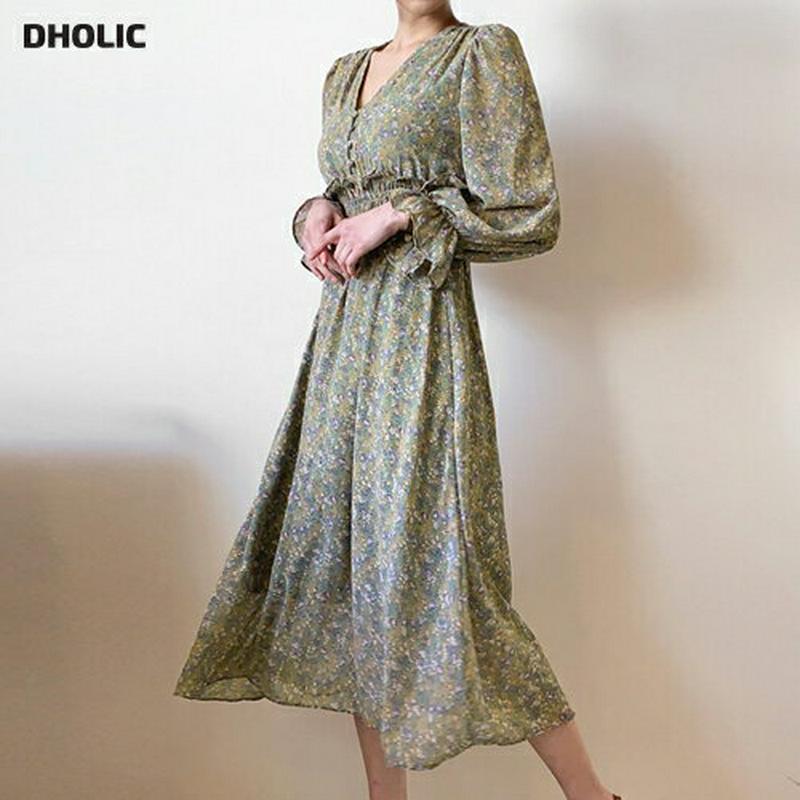 ウエストシャーリング花柄ワンピース・全2色・e55325 レディース 【ops】【ワンピース ロング丈 ロング ロングワンピース