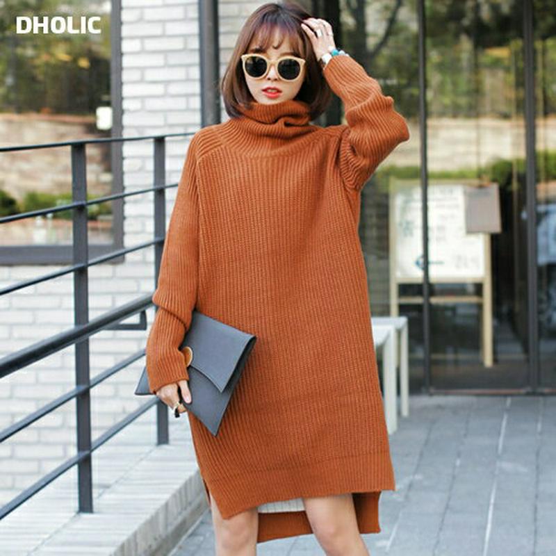 タートルネックアンバランスニットワンピース・全2色 e43223 レディース【ops】 韓国 ファッション 人気 ワンピース ミディ丈 ミディアム ひざ丈 ニット ニットワンピース 長袖 ハイネック タートル 無地 リブニット 体型カバー 秋冬ニット