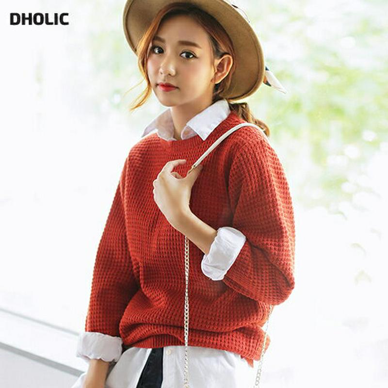 クルーネックワッフルニット・全9色 n45414 レディース 【tops】 韓国 ファッション トップス ニット ニットトップス ワッフルニット 長袖 プルオーバー シンプル 無地 ラフ　ベーシック レッド 赤 マスタード イエロー クルーネック 秋冬ニット