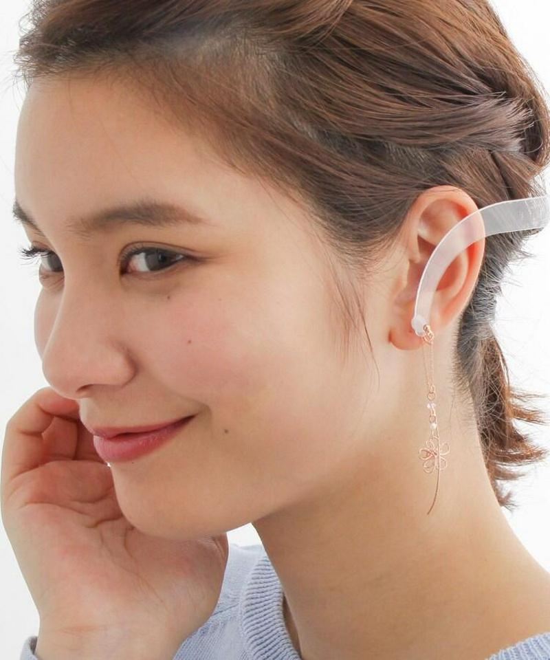 ワイヤー花アメリカン風ノンホールピアス（イヤリング）