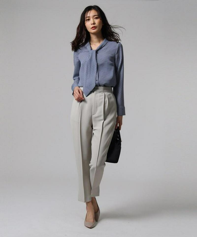 【洗える】ジオメトリカルボウタイブラウス