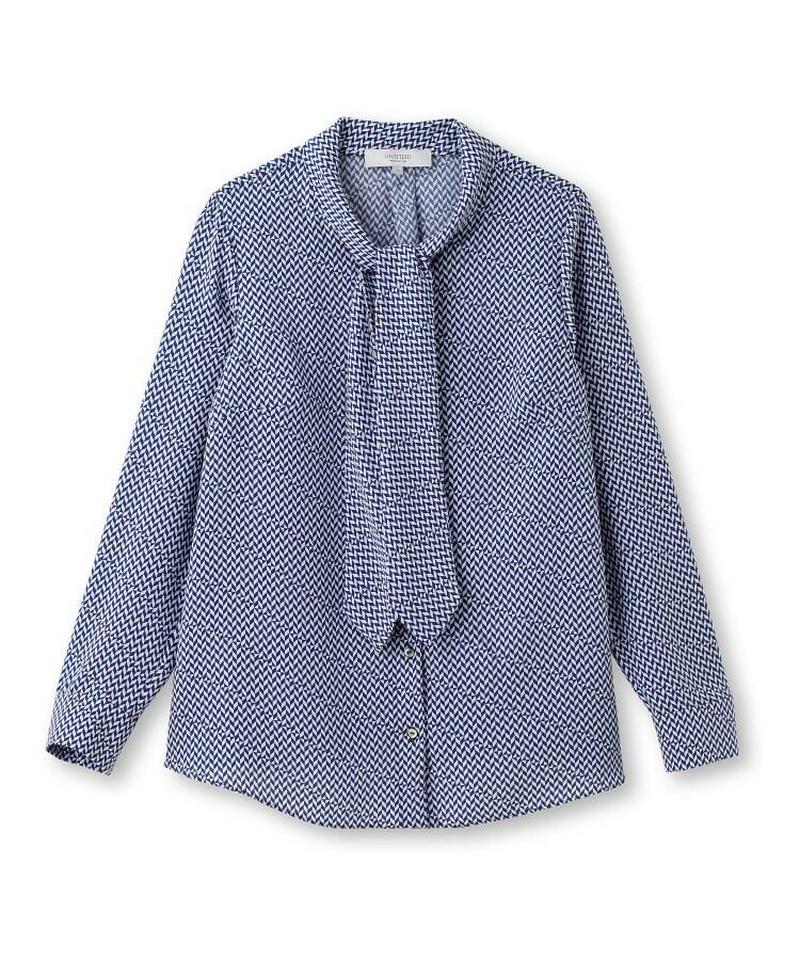 【洗える】ジオメトリカルボウタイブラウス